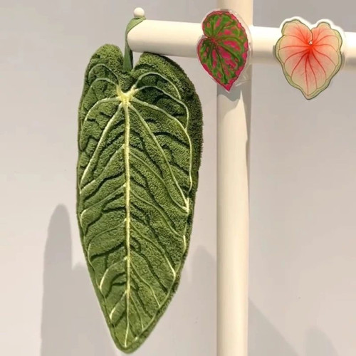植物葉子擦手巾廚房衛生間浴室掛式小毛巾珊瑚絨吸水擦手巾可