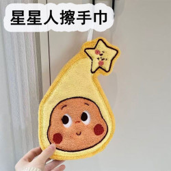 可愛柚子葉子擦手巾加厚珊瑚絨廚房小毛巾吸水柔軟洗手間創意擦手
