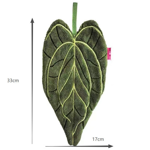 樹葉子花燭植物擦手巾可掛式吸水速乾抹布加厚珊瑚絨廚房擦手巾