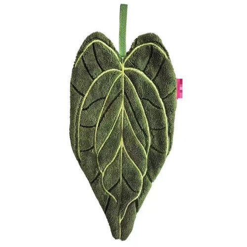 樹葉子花燭植物擦手巾可掛式吸水速乾抹布加厚珊瑚絨廚房擦手巾