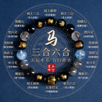 五行補水喜用水手串十二生肖三合六合五行手鏈天然黑曜石手串