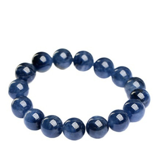 天然7A滿肉藍兔毛手鏈  藍水晶兔毛髮晶圓珠手串散珠批