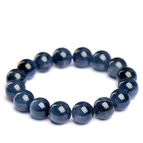 天然7A滿肉藍兔毛手鏈  藍水晶兔毛髮晶圓珠手串散珠批