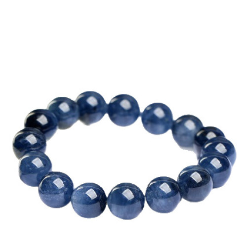 天然7A滿肉藍兔毛手鏈  藍水晶兔毛髮晶圓珠手串散珠批