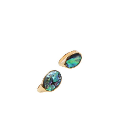 宮廷復古氣質INS風羅馬弧面白貝殼貝母圓戒指鈦鋼鍍18K金高 宮廷復古氣質INS風羅馬弧面白貝殼貝母圓戒指鈦鋼鍍18K金高