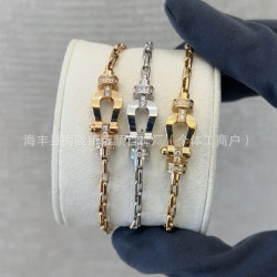 費雷德馬蹄釦情侶手鏈鍍18k金高精工新款百搭男女款手飾