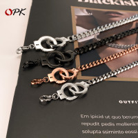 OPK 歐美潮牌個性不鏽鋼手銬手鏈簡約百搭情侶鈦鋼手飾