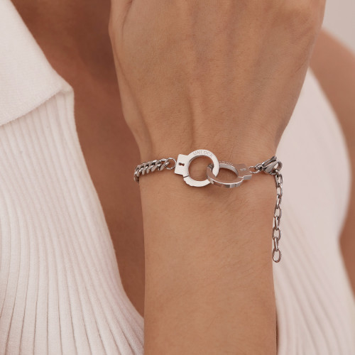 OPK 歐美潮牌個性不鏽鋼手銬手鏈簡約百搭情侶鈦鋼手飾