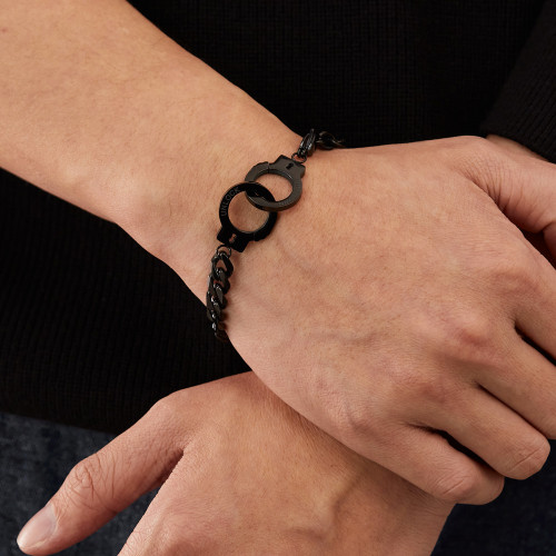 OPK 歐美潮牌個性不鏽鋼手銬手鏈簡約百搭情侶鈦鋼手飾