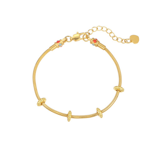 新款萬能手鏈可穿黃金運珠藏式天珠diy串珠 古法黃金圓蛇手鏈