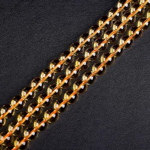 透體巴西黃水晶珠子散珠半成品 DIY手工串珠手鏈項鍊水晶男女