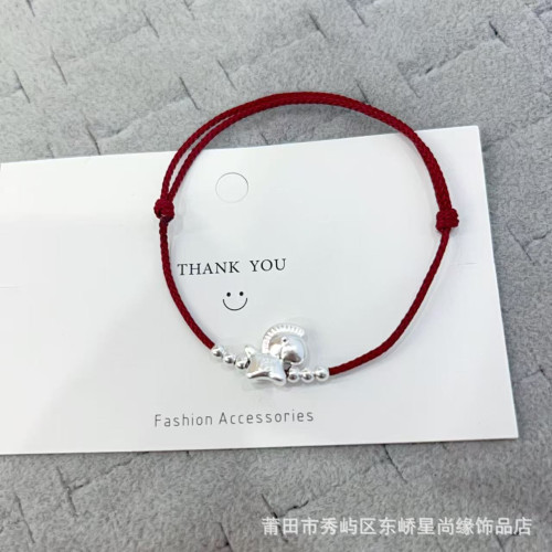 爆款金錢馬足銀999紅繩手鏈2026生肖馬本命年紅手繩小衆編織繩