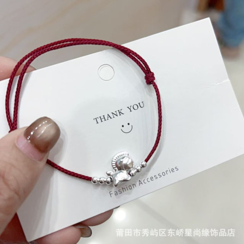 爆款金錢馬足銀999紅繩手鏈2026生肖馬本命年紅手繩小衆編織繩