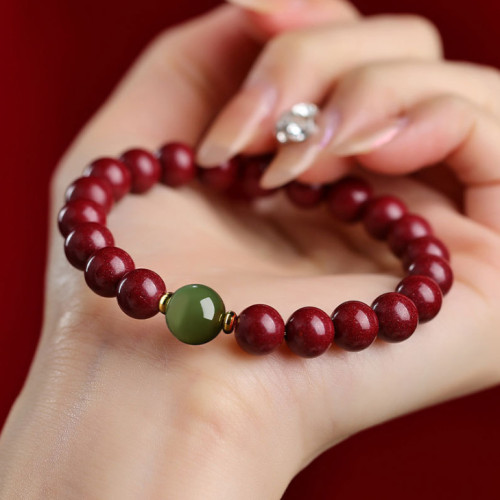 高含量硃砂天然和田玉手串女款紫金砂本命年轉運珠手鏈屬龍男款 高含量硃砂天然和田玉手串女款紫金砂本命年轉運珠手鏈屬龍男款