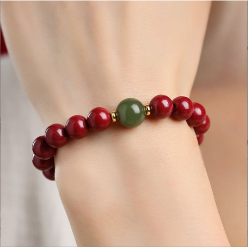 高含量硃砂天然和田玉手串女款紫金砂本命年轉運珠手鏈屬龍男款 高含量硃砂天然和田玉手串女款紫金砂本命年轉運珠手鏈屬龍男款