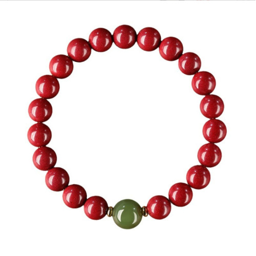 高含量硃砂天然和田玉手串女款紫金砂本命年轉運珠手鏈屬龍男款 高含量硃砂天然和田玉手串女款紫金砂本命年轉運珠手鏈屬龍男款