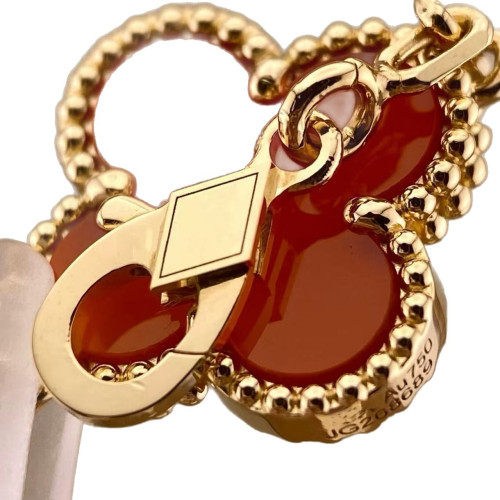 925純銀高版四葉草五花手鏈女V金高貨紅玉髓白貝母高級感時尚輕奢