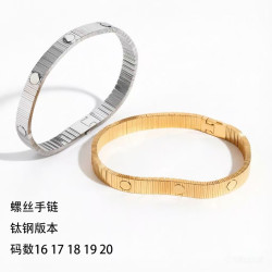 卡加條紋螺絲手鏈 新款高版本設計錶帶不綉鋼時尚女士男士手鏈