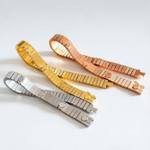 卡加條紋螺絲手鏈 新款高版本設計錶帶不綉鋼時尚女士男士手鏈