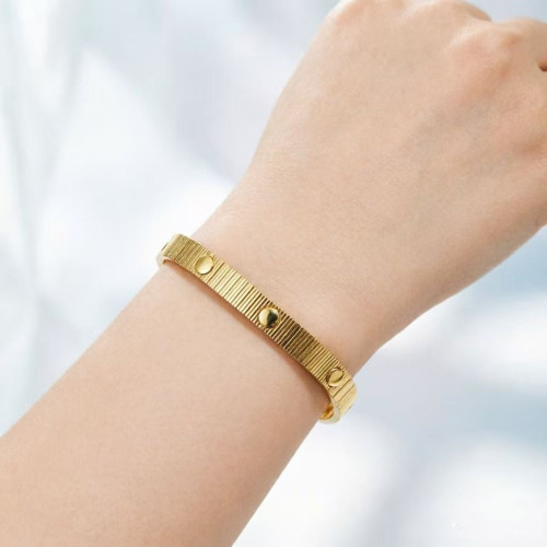 卡加條紋螺絲手鏈 新款高版本設計錶帶不綉鋼時尚女士男士手鏈