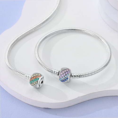 銅鍍S925銀手鏈四葉草捕夢網蛇骨鏈潘家多拉珠子吊墜歐美鏈條