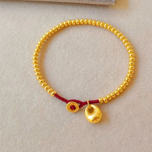 正宗沙金胖福金豆子手鏈保色不掉色鍍金手鏈氣質小衆個性女禮物高 正宗沙金胖福金豆子手鏈保色不掉色鍍金手鏈氣質小衆個性女禮物高