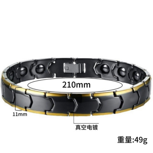 歐美不鏽鋼手鏈男士能量磁性日韓彿珠鈦鋼飾品女士情侶情侶款