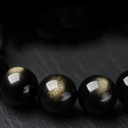 天然黑曜石本命彿手鏈男女款十二生肖彿珠本命年創意金曜石手串