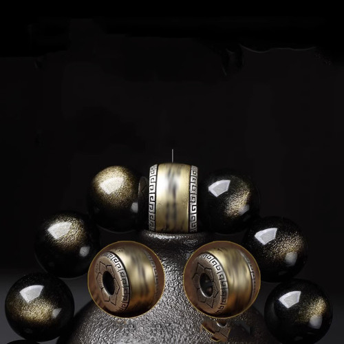 天然黑曜石本命彿手鏈男女款十二生肖彿珠本命年創意金曜石手串