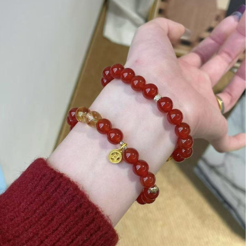 高顔值紅瑪瑙串珠手鏈女ins閨蜜時尚設計感手串本命年甜美禮物 高顔值紅瑪瑙串珠手鏈女ins閨蜜時尚設計感手串本命年甜美禮物