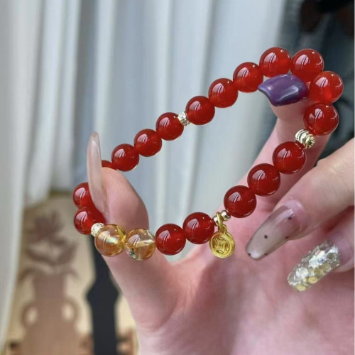 高顔值紅瑪瑙串珠手鏈女ins閨蜜時尚設計感手串本命年甜美禮物 高顔值紅瑪瑙串珠手鏈女ins閨蜜時尚設計感手串本命年甜美禮物