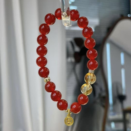 高顔值紅瑪瑙串珠手鏈女ins閨蜜時尚設計感手串本命年甜美禮物 高顔值紅瑪瑙串珠手鏈女ins閨蜜時尚設計感手串本命年甜美禮物