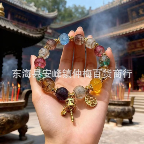 景區多寶金箔香灰琉璃手鏈轉經筒福牌款寺廟景區手串手鏈飾品