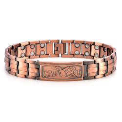 老鷹雙排磁銅手鏈 99.9%紅銅帶彎片龜背銅磁手鏈