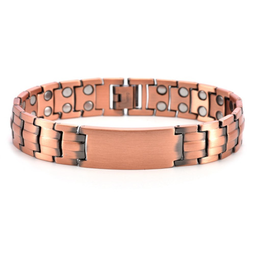 老鷹雙排磁銅手鏈 99.9%紅銅帶彎片龜背銅磁手鏈