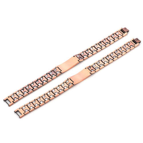 老鷹雙排磁銅手鏈 99.9%紅銅帶彎片龜背銅磁手鏈