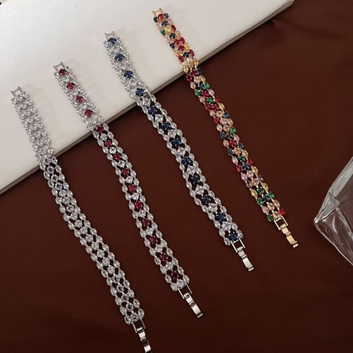 歐美奢華彩色鋯石手鏈矇拉麗莎飾品珠寶配飾時尚亮麗首飾