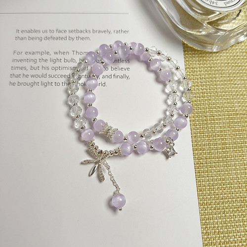 清新甜美綠色石膏貓眼雙圈手鏈女ins小衆設計輕奢風星星學生手飾 清新甜美綠色石膏貓眼雙圈手鏈女ins小衆設計輕奢風星星學生手飾