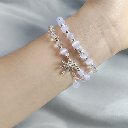 清新甜美綠色石膏貓眼雙圈手鏈女ins小衆設計輕奢風星星學生手飾 清新甜美綠色石膏貓眼雙圈手鏈女ins小衆設計輕奢風星星學生手飾