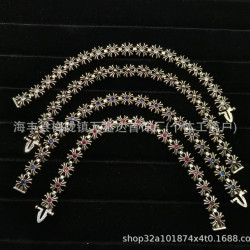 克羅伈新款十字花復古做舊帶鑽手鏈歐美時尚潮流男女同款飾品