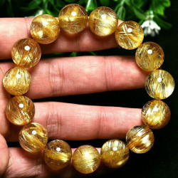 天然招財金髮晶鈦晶金髮手鏈巴西黃髮晶水晶轉運手串情侶男女