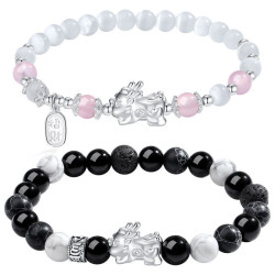 貔貅手鏈情侶款黑曜石輕奢小衆ins風原創設計款情侶手鏈