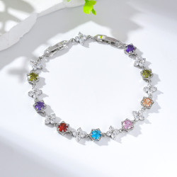 網球手鏈歐美時尚ins高級感橄欖綠/寶石藍 雪花鋯石手鏈男女嘻哈