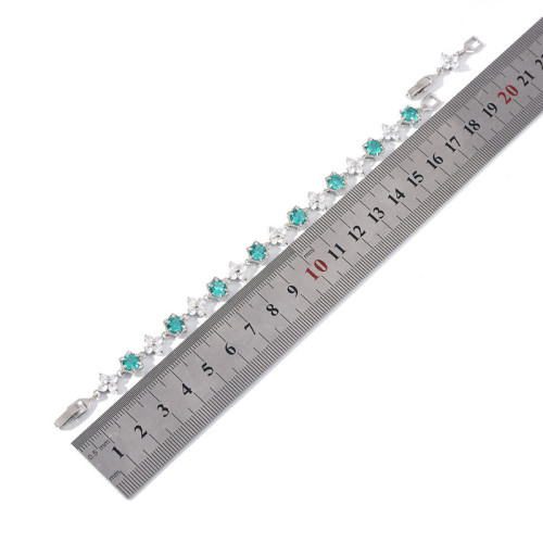 網球手鏈歐美時尚ins高級感橄欖綠/寶石藍 雪花鋯石手鏈男女嘻哈