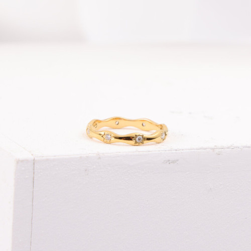 星星電腦鑲嵌細鑽 鈦鋼電鍍18k金