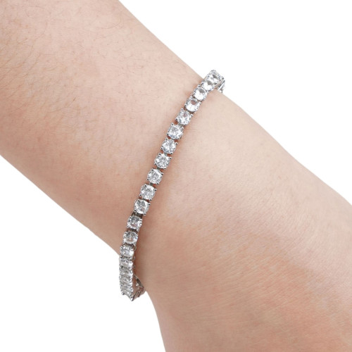 18k金4A級鋯石網球鏈手鏈 歐美滿鑽配飾個性時尚手飾首飾