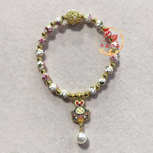 景區拿貨白景泰藍琺瑯轉運珠兔爺手鏈香灰琉璃金箔潘家園掐絲手串 景區拿貨白景泰藍琺瑯轉運珠兔爺手鏈香灰琉璃金箔潘家園掐絲手串