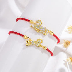 卡萊妮s925純銀原創馬年紅繩手鏈生肖馬紅繩手繩馬年手鏈馬年紅繩