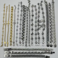 ch克羅伈手鏈s925銀復古十字架ChromeHearts粗細字母男女手鏈