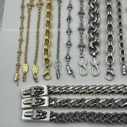 ch克羅伈手鏈s925銀復古十字架ChromeHearts粗細字母男女手鏈